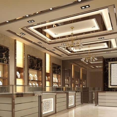 Design Ceiling Ideas, Luxury Retail Store, Modern Jewelry Store, Jewelry Store Displays, Jewelry Store Interior, Luxury Jewelry Store, Ceiling Design Ideas, New Ceiling Design, Retail Store Interior Design