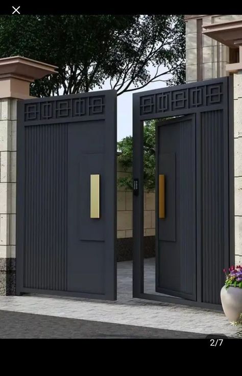 درابزين السلم, Gate Design Ideas, Modern Main Gate Designs, Luxury Entrance, Home Gate Design, Gate Wall Design, Gate Designs Modern, Grill Gate Design, Modern Gate