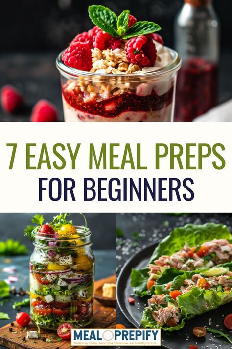 A collage of various meal prep ideas, highlighting easy and healthy meals for beginners. Healthy Meal Prep On A Budget, Clean Meal Prep For The Week, Eating Clean For Beginners, Meal Prep Meals, Easy Chicken Salad Sandwich, Ingredient Prep, Meal Prepping For The Week, Easy Meal Prep Ideas, Start Eating Healthy