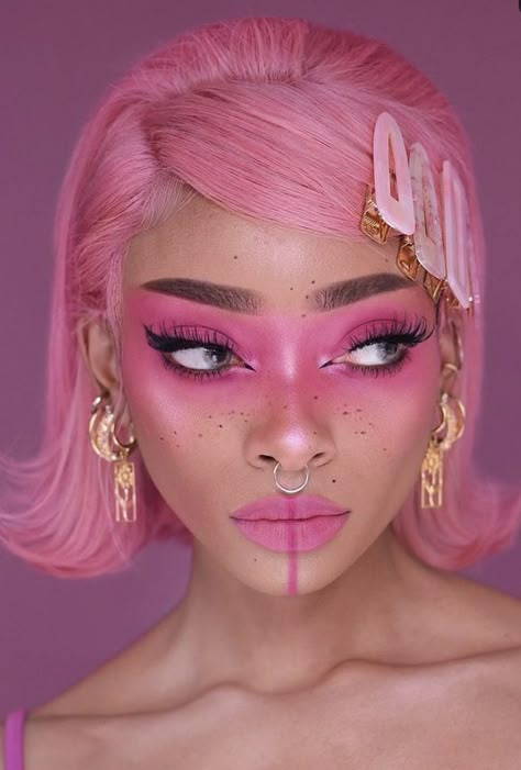 #makeup #makeuplover #makeup #prettyinpink #pink #hair #makeupideas #lips #pinkhairdye #lovepink #makeupoftheday Outfits And Makeup, Nyane Lebajoa, Gemini Hair, Asian Makeup Tutorials, Drag Make-up, Day Makeup Looks, Pink Eye Makeup, Pink Costume, Valentines Day Makeup