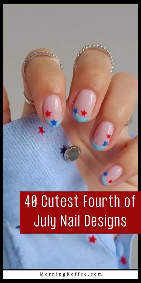 Fourth of jly nail designs to inspire for this july nails you can create to celebrate for this us indepence day. July 4 Manicure, Nude Fourth Of July Nails, Flag Day Nails, 4th Of July Nails Pastel, Cool 4th Of July Nails, Simple Acrylic Nail Designs For Summer 4th Of July, 4h Of July Nails, Elegant Patriotic Nails, Light Blue 4th Of July Nails