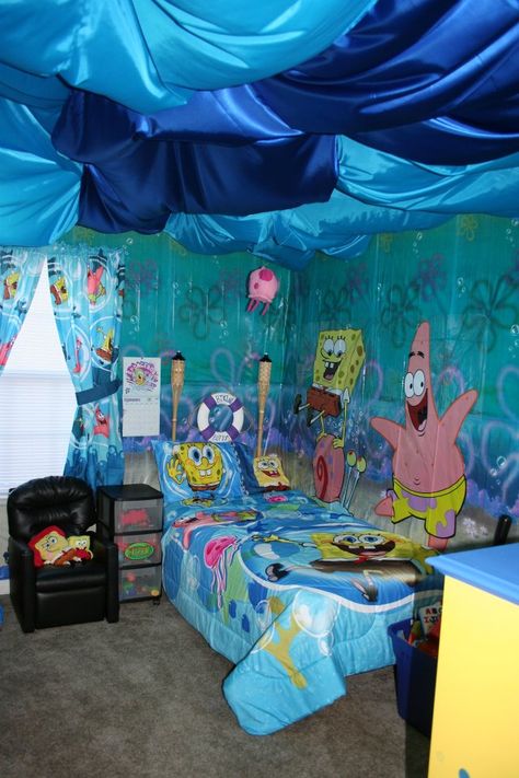 Spongebob bedroom Spongebob Bedroom, Spongebob Theme, Spongebob House, Spongebob Birthday Party, Small Bedroom Remodel, Spongebob Party, Spongebob Birthday, Kids Room Wall Decals, Spongebob Wallpaper