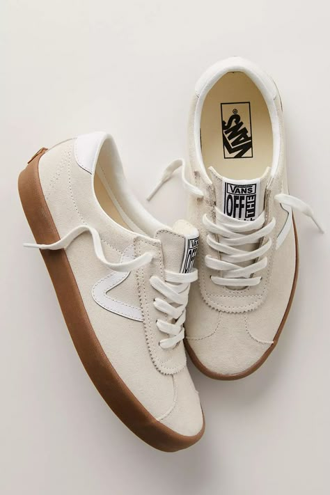 Vans Sport Low Suede Sneakers New Trend Shoes Women, Fall Church Shoes, Van Sneakers Outfit Woman, Womens Fashion Sneakers Casual, Cool Mom Shoes, Cream Sneakers Women, Womens Stylish Sneakers, Staple Sneakers For Women, White Work Sneakers