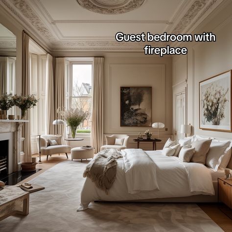 Hotel Suite Bedroom, Townhouse Interior, Victorian Bedroom, Modern Bedroom Interior, Hotel Room Design, Bedroom Fireplace, Home Decor Modern, Master Bedrooms Decor, Beautiful Bedrooms