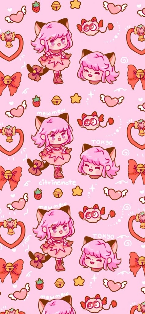 Tokyo Mew Mew Art, Mew Ichigo Wallpaper, Magical Girl Wallpaper, Tokyo Mew Mew Wallpaper, Tokyo Mew Mew Pfp, Ichigo Momomiya, Mew Mew Power, Tokyo Mew Mew Ichigo, Mew Ichigo