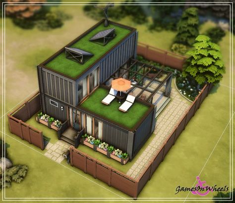 Sims 4 Container House Layout, Sims 4 Tiny Eco House, Sims 4 Brutalist House, The Sims 4 Container House, Container Home Sims 4, Sims 4 Shipping Container House, Container House Sims 4, Sims 4 Evergreen Harbor House, Sims 4 Container House