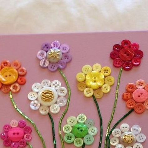 Flower Button Art, My Pins Saved Boards Crafts, Button Art On Canvas, Vintage Buttons Crafts, Button Art Projects, Alzheimers Caregivers, Button Projects, Buttons Crafts Diy, Button Creations