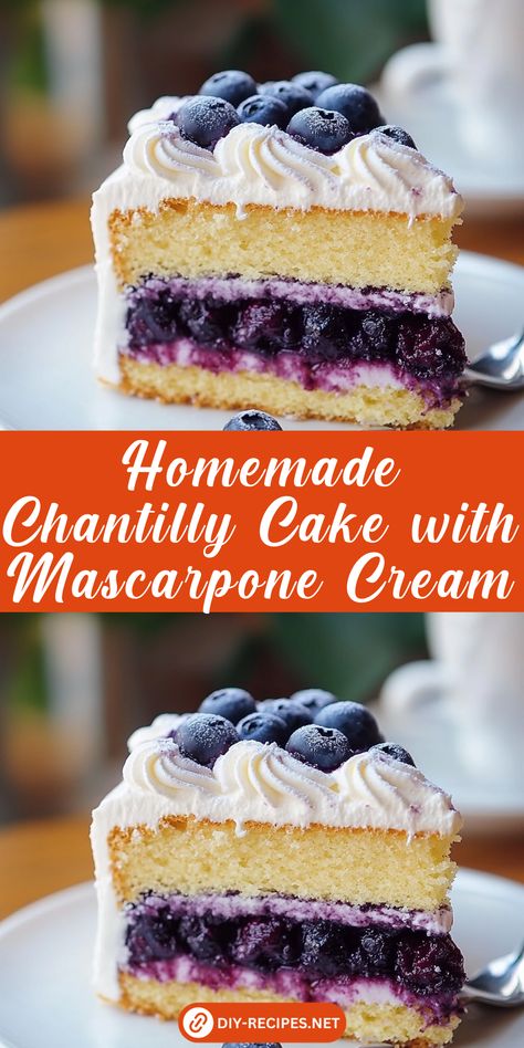 Make a homemade Chantilly cake with soft layers, fresh berries, and a rich mascarpone Chantilly cream. A perfect treat for special occasions! Chantilly Cake Gluten Free, Whole Foods Berry Chantilly Cake, Chantilly Frosting Recipe, Hawaiian Chantilly Cake Recipe, Chantilly Cream Recipe, Chantilly Frosting, Cake With Mascarpone Cream, Chantilly Cake Recipe, Berry Chantilly Cake