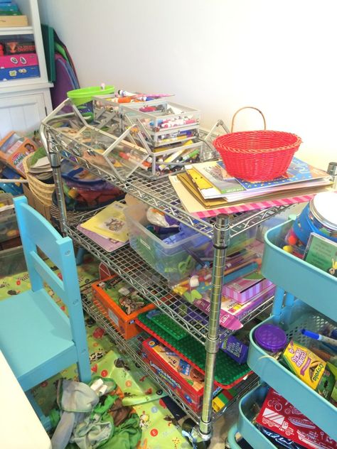 Pin for Later: Let These Before-and-After Playroom Photos Inspire You to Transform Your Space PLAYROOM NUMBER TWO: BEFORE Playroom Before And After, Playroom Organizing, Space Playroom, Art Display Kids, Messy Art, Homemade Art, Playroom Organization, Play Spaces, Magic Eraser