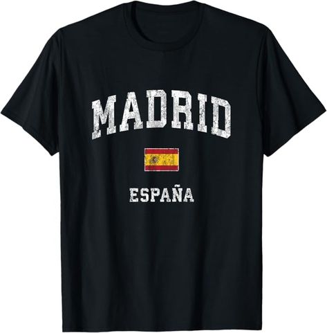 Amazon.com: Madrid Spain Espana Vintage Athletic Sports Design T-Shirt : Clothing, Shoes & Jewelry Spain Shirt, Spain Vintage, Cardiff Wales, Athletic Sports, School Sports, Madrid Spain, Barcelona Spain, Sports Design, Design T Shirt