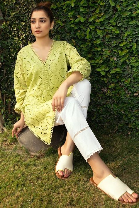 Chikan Shirts For Women, Hakooba Suits Design, Cotton Hakoba Kurta Designs, Chickenkari Coord Set, Chicken Kari Kurti Designs, Hakoba Shirts For Women, Chicken Coord Sets, Hakuba Dress, Schiffli Kurta Designs