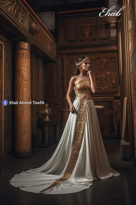 Ancient Egypt Fashion Queens, Tomorrow Aesthetic, Ancient Egyptian Dress, Dresses For Broad Shoulders, Dream Costume, Egyptian Dress, Ancient Egypt Fashion, Christmas Party Costume, Egyptian Fashion