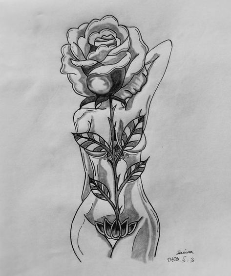 My art Tattoo Sketches For Woman, Forearm Tattoo Women Stencil, Women Tattoo Designs Drawings, Unique Thigh Tattoos Women, Dope Thigh Tattoos For Women, Thigh Tattoos Women Black, Body Branding, Virgo Tattoo Designs, Karma Tattoo