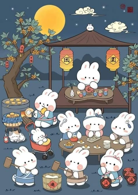 Rabbit Cross Stitch, Rabbit Wallpaper, Moon Festival, Year Of The Rabbit, Stitch Art, Mid Autumn, Cute Rabbit, Mid Autumn Festival, Stitching Art