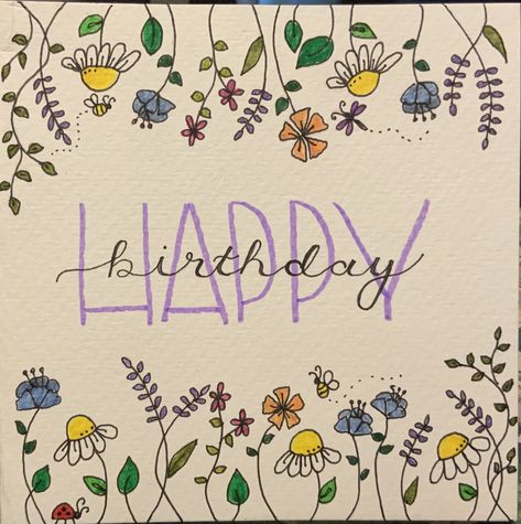 Birthday Card Envelope Art, Birthday Envelope Art, Happy Birthday Envelope, Birthday Envelope, Snail Mail Art, Watercolor Pencil Art, Happy Birthday Cards Diy, Journal Fonts, Birthday Card Craft