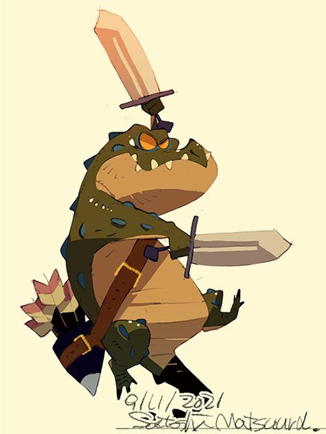 ArtStation - Crocodile Man Satoshi Matsuura, Sky Island, Cartoon Artist, Wild Animals Pictures, Monster Design, Cartoon Character Design, Character Design References, Creature Design, Creature Art