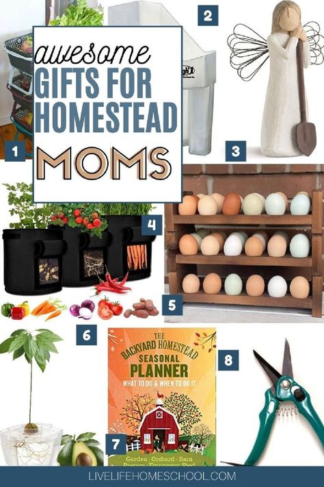 Looking for a gift for homesteaders? Or that special mother's day gift? Look no further than this post all about gift ideas for homesteaders! 50 gift ideas for your favorite homesteader, gardening gift ideas and off grid living. Gardening Mothers Day Gifts, Gifts For Canning Lovers, Garden Gifts For Mom, Homesteading Gift Ideas, Homestead Gift Ideas, Gifts For Crunchy Women, Gardening Gifts For Women, Homestead Gift Basket, Homestead Christmas Gifts