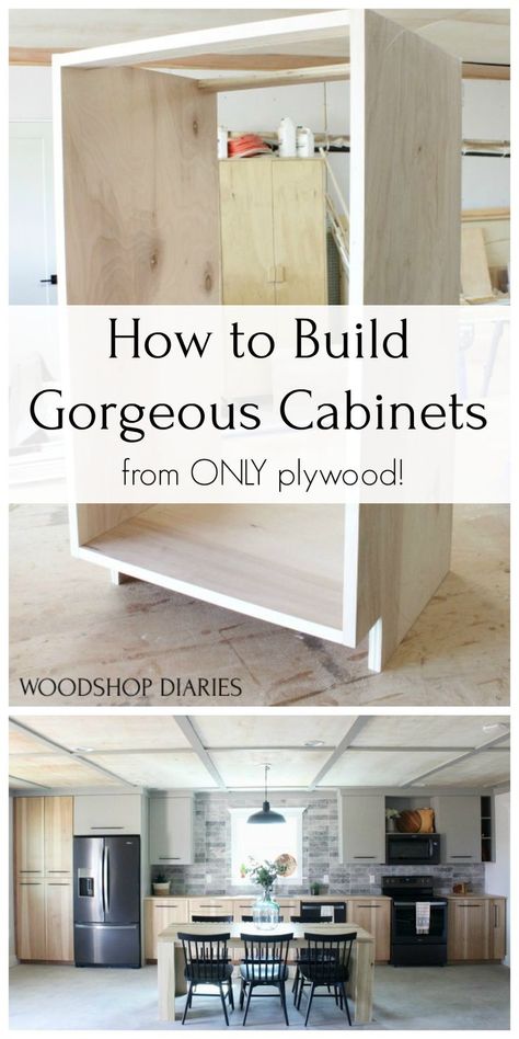 Plywood Doors, Build Cabinets, Building Kitchen Cabinets, Diy Kitchen Projects, Kitchen Design Diy, Plywood Boxes, Diy Kitchen Island, Custom Kitchens, Diy Holz