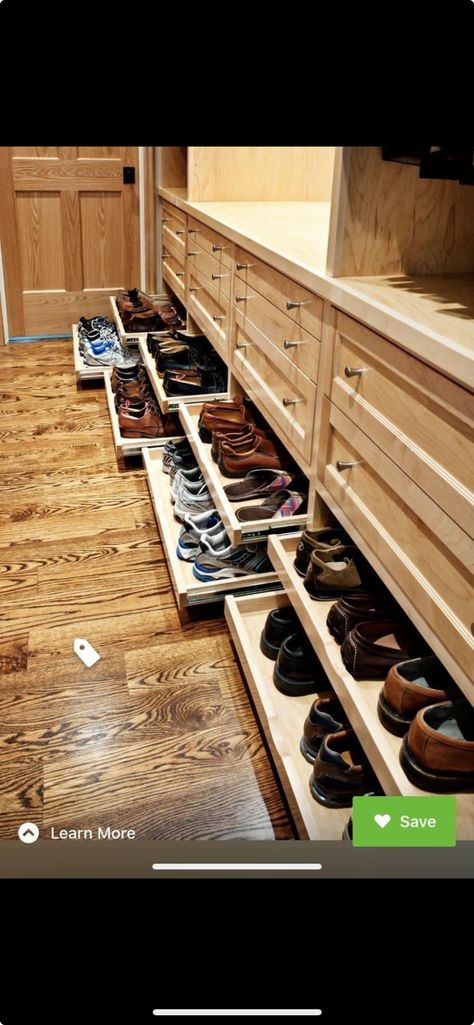 Primary Bedroom Closet, Shoe Drawer, Closet Shoe Storage, Bathroom Design Layout, Mudroom Decor, Shoe Rack Closet, Shoe Storage Solutions, Drop Zone, Save Room