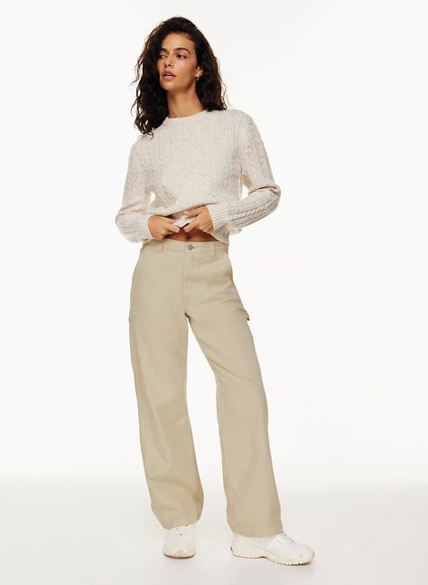 GREENWICH PANT - High-waisted carpenter pants Aritzia Tna, Aritzia Pants, Cute Pants, Brown Pants, Carpenter Pants, Twill Pants, Sweater Blouse, Tan Color, Pocket Detail