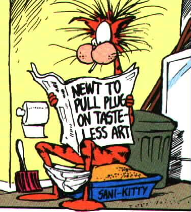 Bill the Cat on the litter box. Berkeley Breathed, Bill The Cat, Visual Literacy, Cartoon Strip, American Comics, Calvin And Hobbes, Cat Sitting, A Cartoon, Cartoon Cat