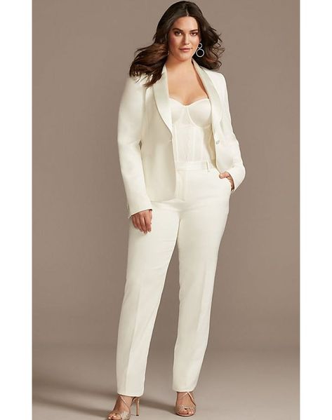 Rehearsal Dinner Dress Ideas for 2021 - PureWow Wedding Pant Suits For Women, Wedding Suit Women, Plus Size Pant Suits, Bridal Pantsuit, Wedding Pants, Bride Suit, Rehearsal Dinner Outfits, Women Suits Wedding, Simple White Dress