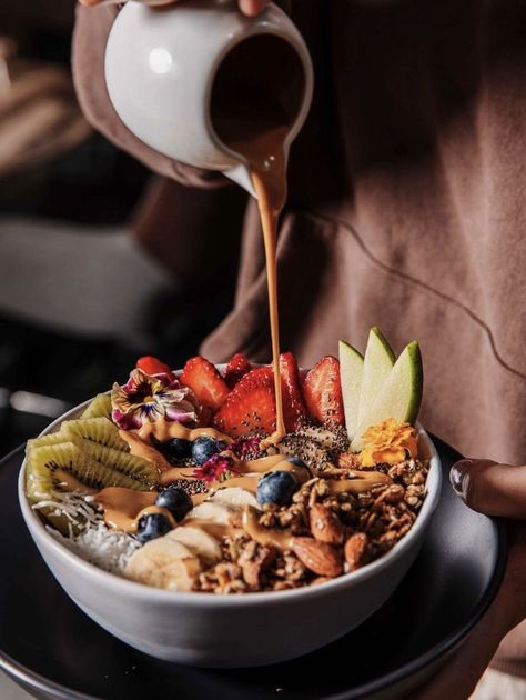 Acai Bowl Photography, Acai Branding, Food Poetry, Smoothie Factory, Photoshoot Food, Acai Berry Powder, Granola Bowl, Yoghurt Bowl, Breakfast Photography