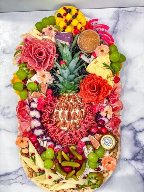 Luau Cheese Board, Artistic Charcuterie Board, Luau Themed Charcuterie Board, Hawaiian Cheese Board, Themed Grazing Boards, Tropical Cheese Board, Hawaii Charcuterie Board, Tropical Theme Charcuterie Board, Birthday Themed Charcuterie Board