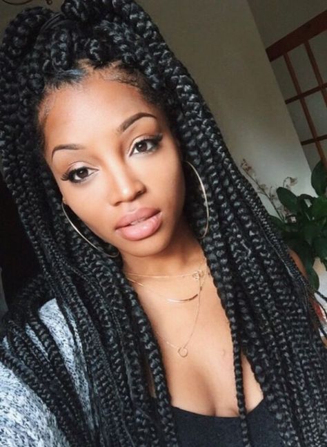 Box braids hairstyles are one of the most popular African American protective styling choices. Summer lifts the percentage significantly with activities. Large Box Braids, Faux Loc, Poetic Justice Braids, Big Box Braids, Jumbo Box Braids, Long Box Braids, Instagram Baddie, Box Braids Hairstyles For Black Women, Box Braids Styling