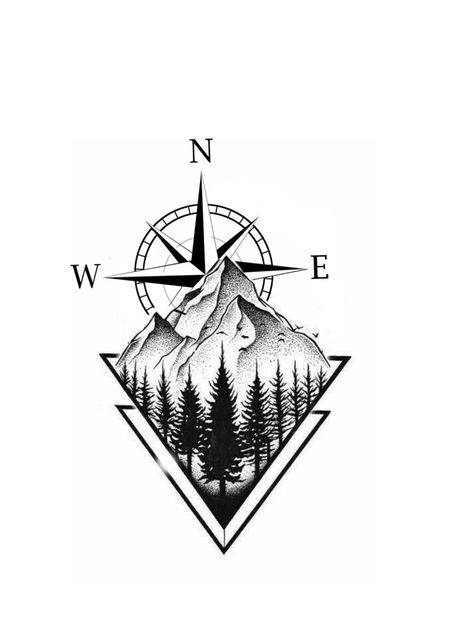 Chest Mountain Tattoo, Tattoo For Side Arm, Mountain Compass Tattoo Men, Mountain Tattoo Ideas For Men, Adventure Tattoo Ideas For Men, Adventure Compass Tattoo, Compass Mountain Tattoo Design, Mountain And Compass Tattoo, Mountain Adventure Tattoo