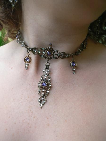 Purple Renaissance necklace Renaissance festival medieval boho hipster dancer victorian tribal fusion goddess regal halo hair jewelry Witch Shop, Jewelry Purple, Witchy Crafts, Medieval Jewelry, Head Jewelry, Victorian Jewelry, Fantasy Jewelry, Gothic Jewelry, Cool Stuff