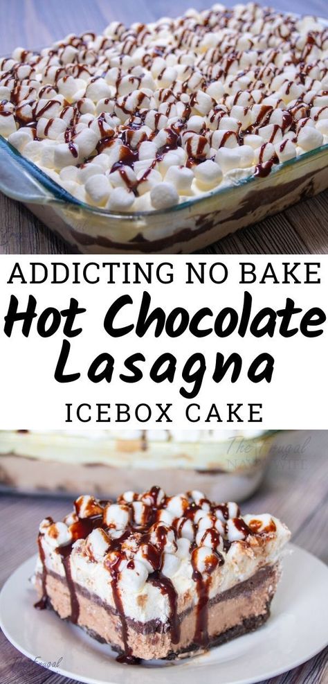 Hot Chocolate Lasagna Icebox Cake became an instant favorite in my home and it will yours too. It is so addicting, make it if you dare! #frugalnavywife #nobakecake #desserts #chocolatelasagna | Easy Dessert Recipe | Desserts | No-Bake Desserts | Chocolate Lasagna Recipes | Hot Chocolate Recipes |