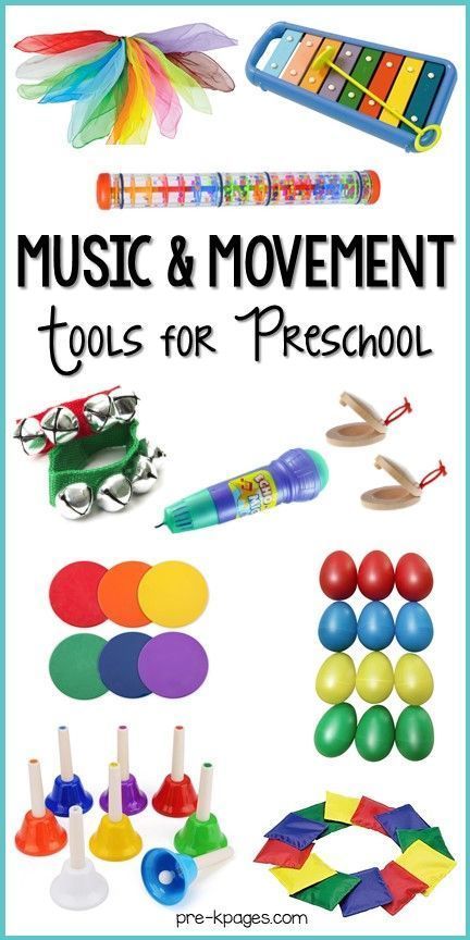 Music and movement tools and toys for your preschool, pre-k, or kindergarten classroom. A list of must have tools for music and movement. Preschool Movement Activities, Preschool Music Lessons, Movement Preschool, Preschool Music Activities, Music Activities For Kids, Music For Toddlers, Kindergarten Music, Pre K Pages, Homeschool Music