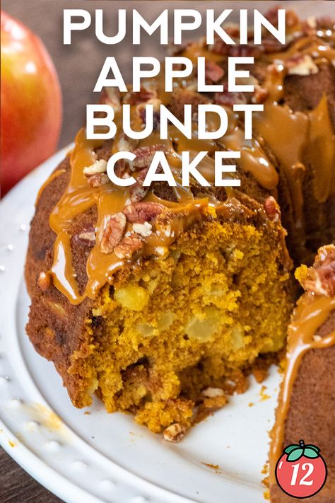 Pumpkin Apple Bundt Cake | 12 Tomatoes Pumpkin Apple Bundt Cake, Apple Pumpkin Bundt Cake, Pecan Bundt Cake, Cake With Caramel Sauce, Pumpkin Bundt Cake Recipes, Pumpkin Bundt, Bundt Recipes, Apple Bundt Cake, Pumpkin Treats