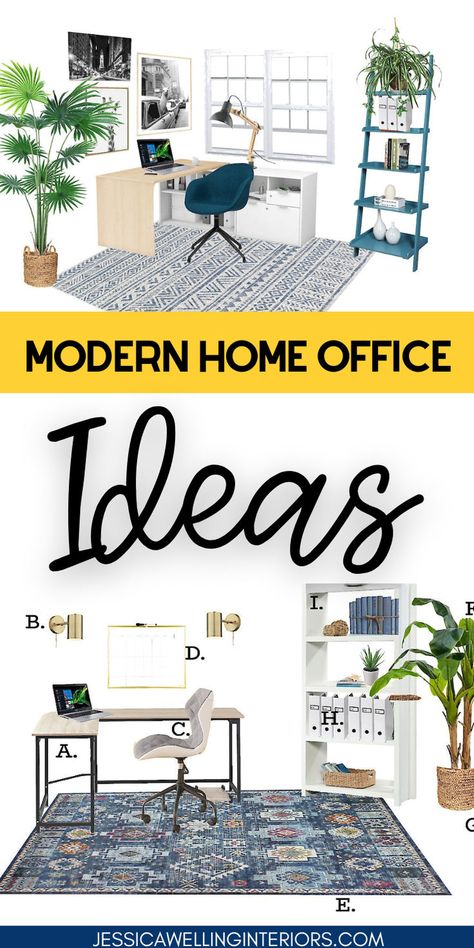 Are you ready for a new home office? Or maybe just a refresh? What if you could have your workspace designed by a professional, and all you had to do was order a few things online and set it all up? Inexpensive Desk, Ikea Desks, Modern Home Office Ideas, Home Office On A Budget, Diy Desks, Office On A Budget, Home Office Organization Ideas, Ikea Home Office, Office Organization Ideas