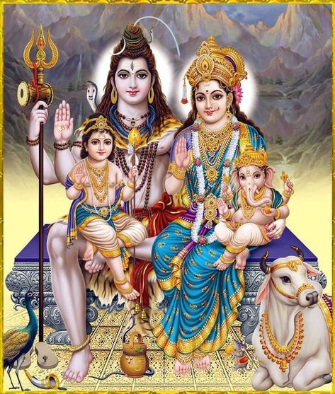 Hindu God Ganesha's Family Subh Somwar, Lord Mahadev, Lord Murugan Wallpapers, Lord Siva, Shiva Parvati Images, Lord Shiva Hd Wallpaper, Lord Shiva Family, Lord Murugan, Lord Ganesha Paintings