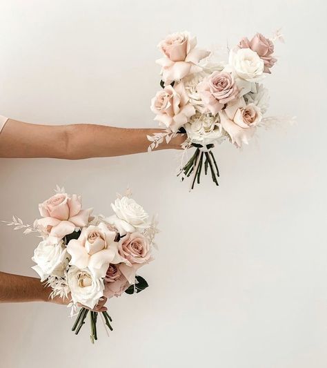 Very Simple Bridal Bouquet, White And Blush Flower Bouquet, Blush Pink Rose And White Floral Wedding Bouquet, Bridesmaid Blush Bouquet, Neutral Bridesmaids Bouquets, Blush And Ivory Bouquet, Neutral Floral Bouquet, Neutral Wedding Flowers Bouquet, White And Blush Bridesmaid Bouquet