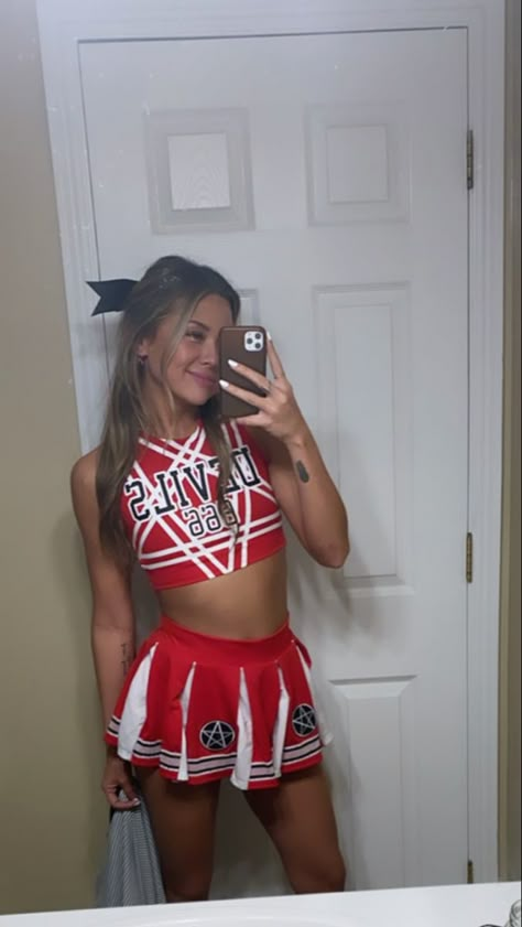 Cheer Leader Halloween Costumes, Cheerleading Halloween Costumes, Cheerleading Outfits Halloween, Demon Cheerleader, Cheer Halloween Costume, Halloween Costumes Cheerleader, Cheerleader Costume Halloween, Cheer Leader Costume, Halloween Cheerleader