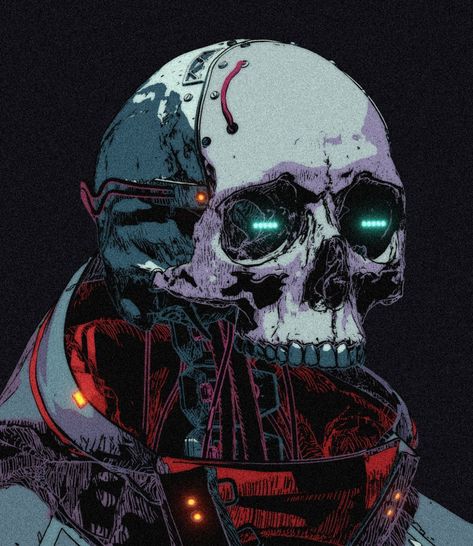 Skull References, Cyberpunk Skull, Scifi Artwork, Horror Book Covers, Apocalypse Art, Animatronic Fnaf, Arte Robot, Cyberpunk City, Cyberpunk Character