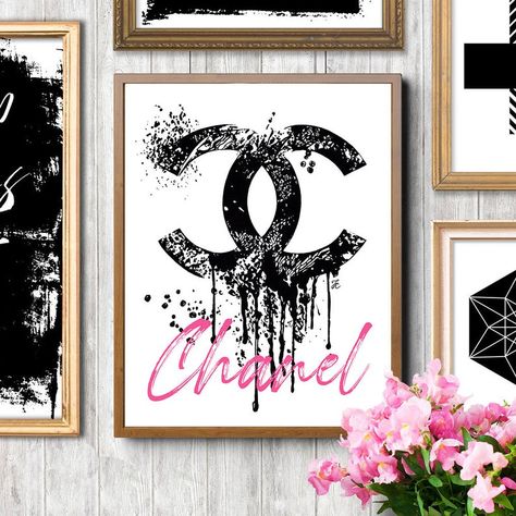 Chanel Logo Print Fashion Wall Art Chanel Poster Chanel Wall | Etsy Chanel Wall Decor, Coco Chanel Wallpaper, Chanel Art Print, Chanel Poster, Chanel Wall Art, Chanel Art, Watercolor Fashion, Etsy Prints, Logo Wall