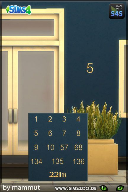 Blackys Sims 4 Zoo: House numbers by mammut • Sims 4 Downloads Sims 4 Number Cc, Sims 4 Apartment Mailbox Cc, Sims 4 House Number Cc, Sims 4 Cc House Number, Sims 4 House Numbers Cc, Sims 4 Address Numbers, Sims 4 Cc Doorbell, Sims 4 Cc Exterior Decor, Sims 4 Hotel Cc