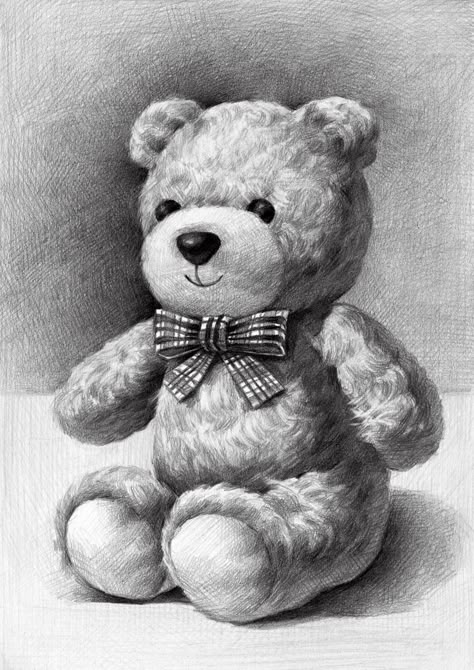 Teddy Bear Sketch Pencil, Teddy Bear Sketch Drawings, Stuffed Animal Sketch, Teddy Bear Drawing Pencil, Teddy Sketch, Bear Pencil Drawing, Teddy Bear Sketch, Teddy Bear Drawing, Shading Drawing