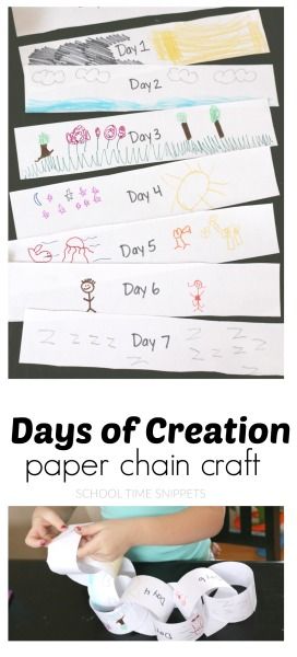 Days of Creation Paper Chain-Fun Bible Craft for Kids! from School Time Snippets. Pinned by SOS Inc. Resources pinterest.com/sostherapy/ Creation Crafts For Kids Sunday School, Bible Preschool, Creation Bible Crafts, Creation Activities, Creation Bible, Josephs Coat, Bible Story Crafts, Paper Chain, Days Of Creation