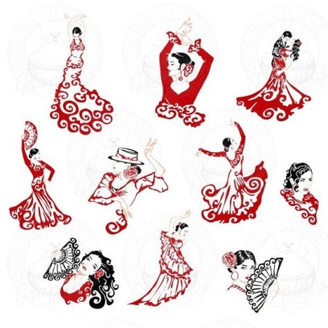 Flamenco Wedding, Spanish Tattoos, Dancer Tattoo, Dance Tattoo, Spanish Flamenco, Dancer Silhouette, Spanish Dancer, Flamenco Dancer, Dancing Drawings