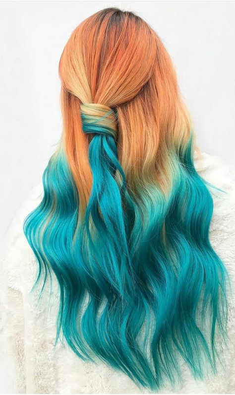 Blue And Orange Hair, Autumn Core, Hair Color Orange, Natural Red Hair, Vivid Hair Color, Teal Hair, Dyed Hair Inspiration, Pretty Hair Color, Bright Hair