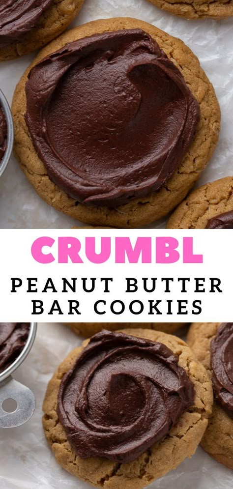 Crumbl Peanut Butter Cup Cookies, Peanut Butter Bar Cookies, Crumbl Peanut Butter, Cookies Crumbl, Crumbl Copycat, Peanut Butter Bar, Thick Cookies, Bunny Bun, Bar Treats