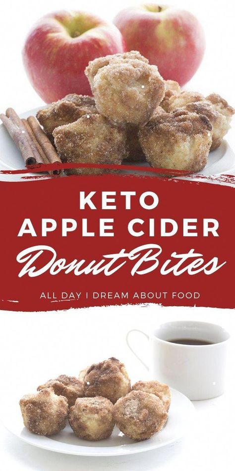 Fun keto treats! These sweet low carb mini muffins are rolled in cinnamon and sweetener for a legit apple cider donut experience. Keto Apple Cider, Donut Bites, Keto Donuts, Medicine Tips, Low Carb Diets, Low Carb Dessert, Apple Cider Donuts, Healthy Low Carb Recipes, Low Carb Chicken