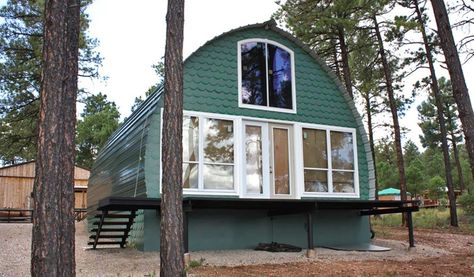 prefabricated cabins, arched cabins, affordable galvanized steel cabins, texas… Small Prefab Cabins, Arched Cabins, Prefabricated Cabins, Cheap Cabins, Arched Cabin, Pre Fab Tiny House, Prefab Cabins, Cabin Exterior, Cabin Kits