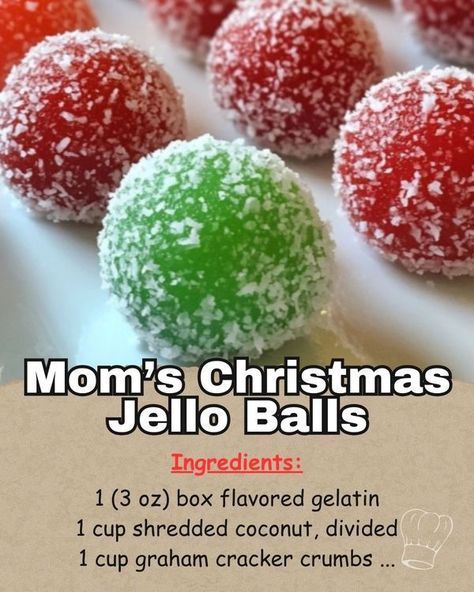 The Savory Secrets Society | ## Mom’s Christmas Jello Balls | Facebook Christmas Jello Recipes, Christmas Jello Balls, Jello Balls, Christmas Jello, Grape Jelly, Graham Cracker Crumbs, Secret Society, Christmas Mom, Cheese Ball