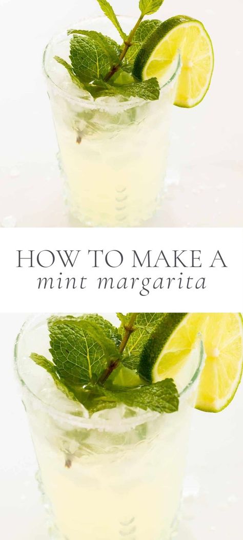 Tequila Mint Cocktail, Fresh Mint Cocktails, Mint Drinks Alcohol, Lime Mint Drink, Fresh Mint Recipes, Cocktails With Mint, Mint Margarita Recipe, Herbal Cocktails, Mint Recipes Fresh